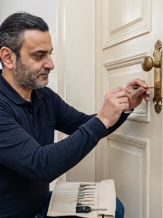 Aufsperrnotdienst Wien — Mier Haimov öffnet eine Altbautür spät abends schadenfrei