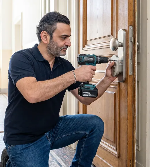 Mier Haimov montiert mechanischen Sicherheitsbeschlag — KeyStar Schlüsseldienst Wien