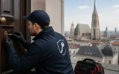 Symbolbild Schlüsseldienst-Einsatz vor Wiener Stadtkulisse — Beitragsbild aus dem RAID.RUSH-Forum