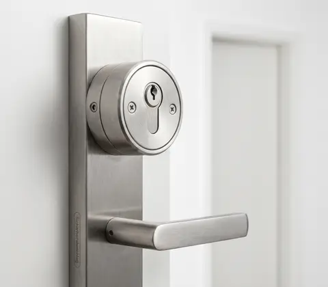 Sicherheitsbeschlag mit Bohr- und Ziehschutz an Wiener Wohnungstür — Schlüsseldienst-Sofort