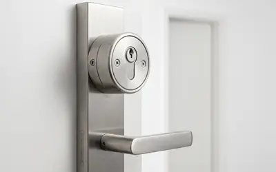 Sicherheitsbeschlag mit Bohr- und Ziehschutz an Wiener Wohnungstür
